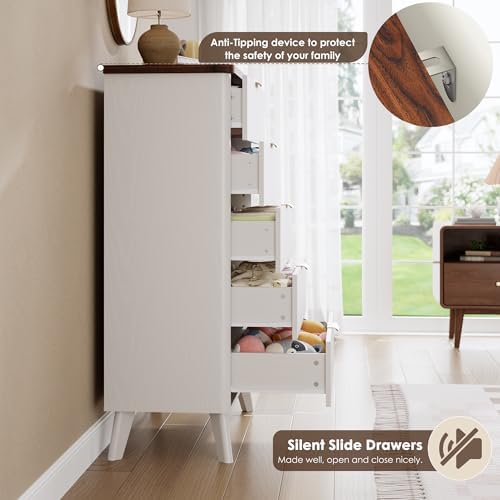 GarveeHome Fluted Dresser for Bedroom with 5 Deep Drawers, White - Image 7