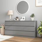 Vibe & Dine Grey Dresser 9 Drawer, 59.1" Long Dresser for Bedroom Free Handle, Modern Wooden Chest of Drawers with Wide Storage for Living Room - Image 4