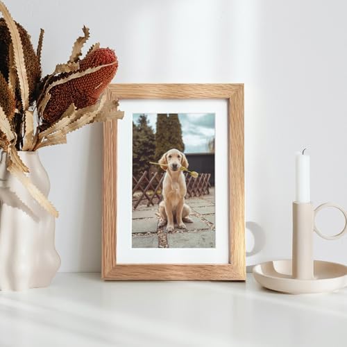 5x7 Wood Picture Frame, Solid Oak 5x7 Photo Frames with Mat to 4x6 - Image 6
