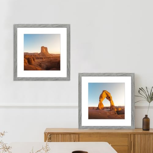 Hongkee 16x16 Frame Set of 4, 16 x 16 Grey Wood Style(Mat 12x12) - Image 6