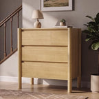 CHUWELL 27.6" Wide Oak 3 Drawer Dresser for Bedroom with Solid Wood Legs - Image 6