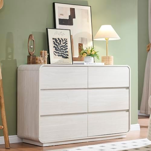 Standifurno White 6 Drawer Dresser for Bedroom, 47" Wide Dresser with Large Storage, Wooden Chest of Drawers for Bedroom, Hallway. by StandifurnoFurniture