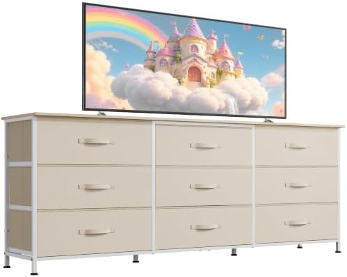 WLIVE Dresser TV Stand for 75 Inch TV, 9 Drawer Dresser for Bedroom by WLIVE