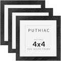 puthiac 4x4 Solid Oak Wood Picture Frames, Black, 3 Pack by PUTHIAC