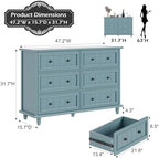Blue 6 Drawer Dresser, Vintage Chest of Drawers, 47.2'' Bedroom Cabinet - Image 2