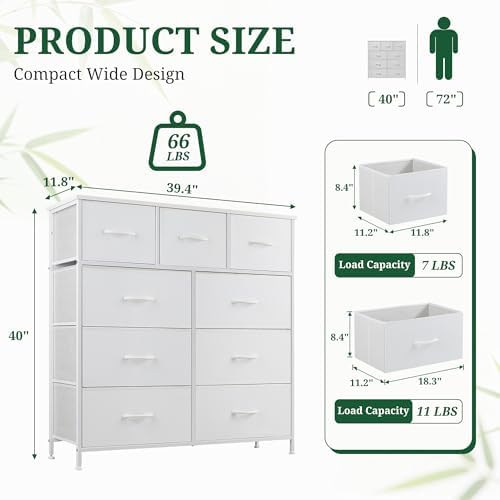 9-Drawer Dresser for Bedroom, Anti-Tip Tall Storage Organizer - Image 3