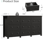 Xixini 59.1" Wide 9-Drawer Farmhouse Dresser for Bedroom, Black - Image 3