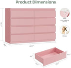 Jocoevol Pink 8 Drawer Dresser for Bedroom (15.3" D x 55.2" W x 32.3" H) - Image 2