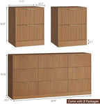9 Drawer Dresser & 2-Drawer Nightstand Set 3-Piece, Natural Wood丨63 Wide Fluted Bedroom Dresser Set Night Stand Set of 2, Modern Wood Chest of Drawers Storage Dressers Set for Bedroom - Image 4
