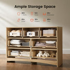 Amada Modern 7 Drawer Dresser, Fluted Wood Chest of Drawers, Natural Oak - Image 3