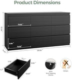 Black 9 Drawer Dresser for Bedroom,Modern Wood Dressers & Chest of Drawers with No-Handle Design, Long Dressers for Closet Living Room,Nursery,Hallway (59.06 * 32.28 * 14.57 in) - Image 2