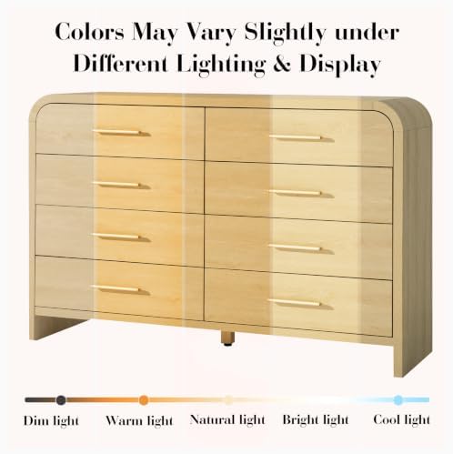 Curved Drawer Dresser for Bedroom with 8 Drawers, 54'' Wide Chest of Drawer - Image 4