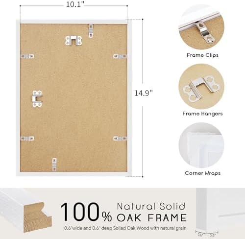 puthiac 10x14 Solid Oak Wood Picture Frame, White, 1 Pack - Image 3
