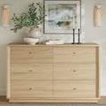 FORTUNETEC 47" Wide 6 Drawer Dresser for Bedroom,Oak by FORTUNETEC