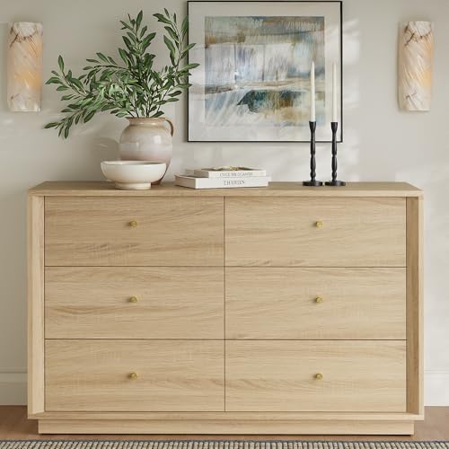 FORTUNETEC 47" Wide 6 Drawer Dresser for Bedroom,Oak by FORTUNETEC