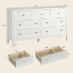 CARPETNAL 55" White Dresser for Bedroom with 7 Drawers & Modern Gold Handle - Image 3