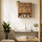 INNOD Bathroom Wall Cabinet, Wall-Mounted Medicine Cabinet with Adjustable Wood Shelf & Doors, Floating Bathroom Cabinet Over Toilet for Laundry Room & Kitchen & Living Room (Retro) - Image 7