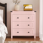 BORNOON 3-Drawer Dresser, Small Wooden Chest of Drawers with Metal Knobs, Water-Resistant Top, Storage Organizer with Anti-Tip Kit for Bedroom, Nursery, Living Room - Image 3