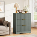 Fluted 3 Drawers Dresser for Bedroom, 30" Tall Modern Wood Dressers, Green by METOTI