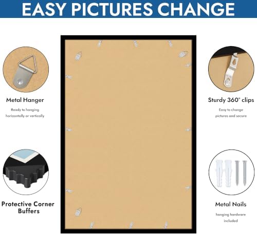 Hongkee 20x30 Frame Set of 4, 20 x 30 Black Wood Style(Mat 16x24) - Image 5