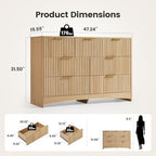 Amada Modern 7 Drawer Dresser, Fluted Wood Chest of Drawers, Natural Oak - Image 2