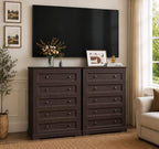 LOUVIXA Farmhouse Dresser 5 Drawer, Bedroom Chest of Drawers, Dressers with 5 Drawers, Wooden Dressers for Bedroom, Living Room, Tv Stand, Entryway(Vintage Brown) - Image 4