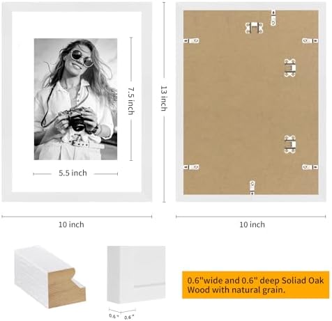 puthiac 9x12 Solid Oak Wood Picture Frame, White, 1 Pack - Image 3