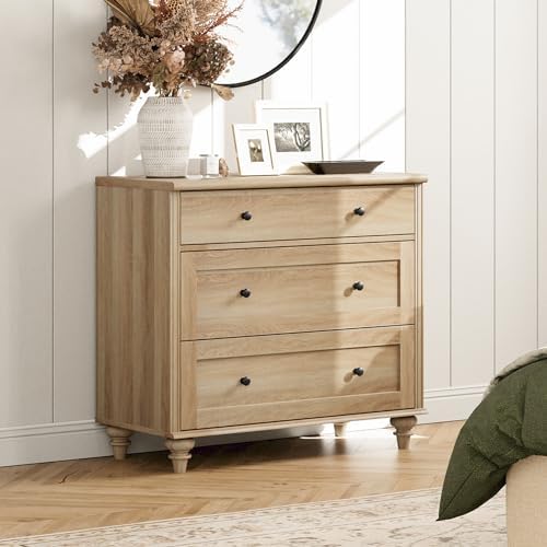 WAMPAT Dresser for Bedroom with 3 Drawers, Oak Wood Dressers by WAMPAT