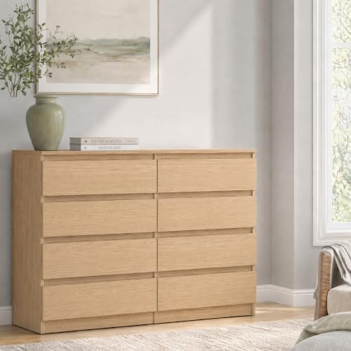 8 Drawer Dresser for Bedroom,Modern Deep Drawer Dresser with No-Handle Design,Storage Wood Chest of Drawer,Storage Organizer Furniture for Closet,Hallway - Image 2