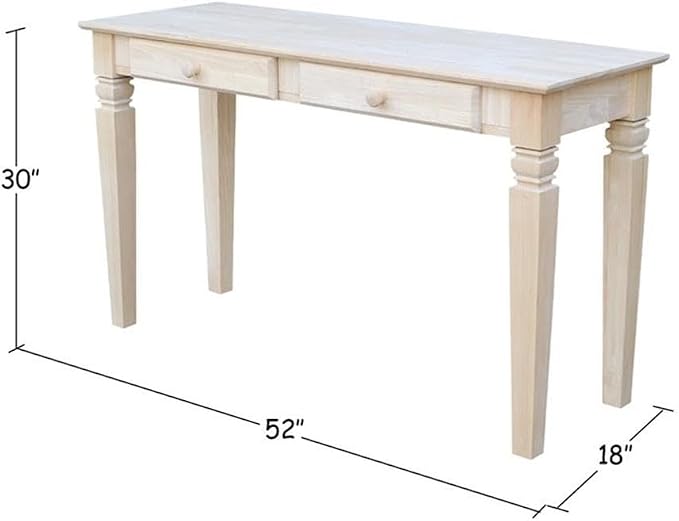 Java Console Table with 2 Drawers, Unfinished - Image 2