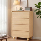 46" Tall Wooden 4 Drawer Dresser for Bedroom,Modern Chest of Drawer,Natural by AVZEAR