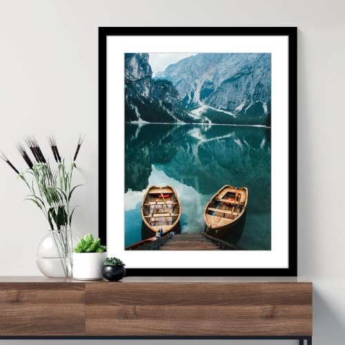 Hongkee 24x36 Poster Frame Set of 4, 24 x 36 Black Wood Style(Mat 20x30) - Image 2