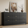 Furniway Black Dresser for Bedroom, Modern Dresser with 9 Drawers and Smooth Slides, Wide Chest of Drawers with Golden Handles for Bedroom, Living Room, Closet, 15.7" D x 63" W x 31.5" H by Furniway