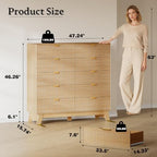 BORNOON 46" Tall Dresser for Bedroom, 10-Drawer Fluted Chest of Drawers, Modern Wood Highboy with Metal Slides and Handles, Anti-Tip Kit, Vertical Clothes Storage Organizer for Apartment, Closet - Image 2