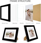 Hongkee 6x8 Picture Frame Set of 4, Made of Real Glass and Black Frame - Display Picture 4x6 with Mat or 6x8 Without Mat, 6 by 8 Photo for Wall or Tabletop - Image 3
