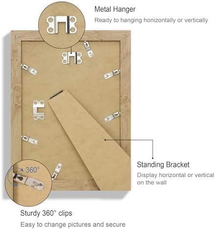 Hongkee 7x10 Picture Frame Set of 4, Made of Real Glass and Natural Oak Frame - Display 5.5 x 8.5 Diploma Frame with Mat or 7x10 Without Mat, 7 by 10 Photo for Wall or Tabletop - Image 5