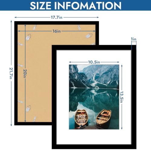 Hongkee 16x20 Frames Set of 4, 16 x 20 Black Wood Style(Mat 11x14) - Image 3