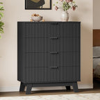 BORNOON 39" Tall Dresser for Bedroom, 4-Drawer Fluted Chest of Drawers, Modern Wood Highboy with Deep Storage, Metal Slides & Handles, Anti-Tip Kit, Vertical Clothes Organizer for Apartment, Nursery by BORNOON