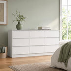 Spaco White 9 Drawer Dresser for Bedroom,Modern Long Dresser with Deep Drawer,Large Storage Chest of Drawer,Wood Bedroom Storage Organizer Furniture Drawers for Living Room - Image 2