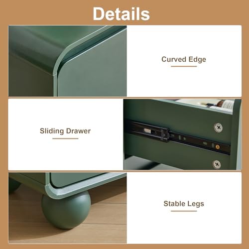 AVZEAR Modern 6 Drawer Green Dresser for Kids Bedroom, 48" Wide Wooden Dresser Chest of Drawers, Handle Free & Curved Profile Design, Mid Century Closet Clothes Storage Organizer for Living Room - Image 3