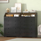 Black Dresser Tall 5 Drawer Dresser for Bedroom, Wood Chest of Drawers with LED Lights, Charging Station, Metal Handles, Modern Storage Cabinet and Organizer Drawers for Living Room, Hallway - Image 2