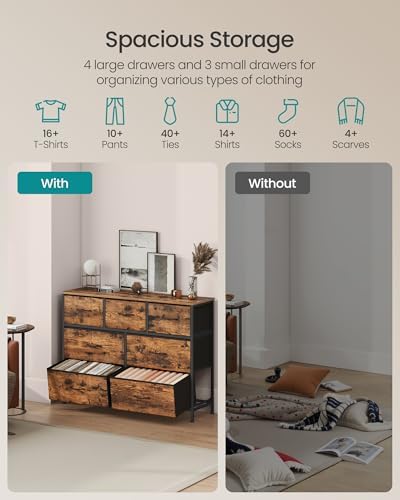 SONGMICS Dresser for Bedroom, Wide Dresser with 7 Fabric Drawers - Image 4