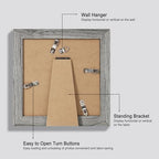 Hongkee 6x6 Picture Frame Set of 4, Made of Glass and Grey Wooden Frame - Display Picture 4x4 with Mat or 6 x 6 Without Mat, 6x6 Photo for Wall or Tabletop - Image 3