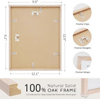 puthiac 9x12 Solid Oak Wood Picture Frames, Natural Oak, 3 Pack - Image 3