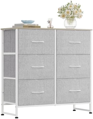 WLIVE Dresser for Bedroom with 6 Drawers, Light Grey by WLIVE