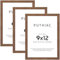 puthiac 9x12 Solid Oak Wood Picture Frames, Walnut, 3 Pack by PUTHIAC