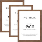 puthiac 9x12 Solid Oak Wood Picture Frames, Walnut, 3 Pack by PUTHIAC