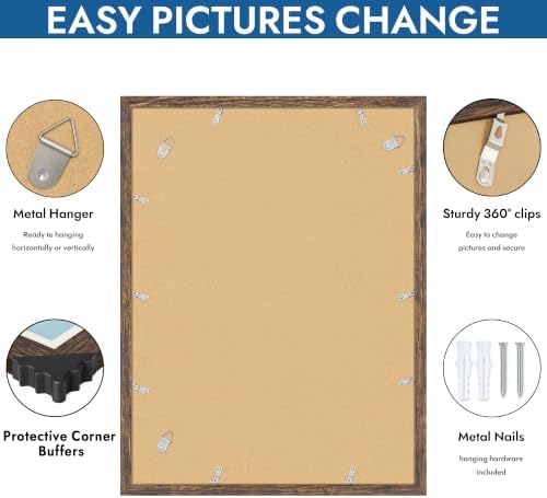 Hongkee 18x24 Frame Set of 4, 18 x 24 Rustic Brown Wood Style(Mat 16x20) - Image 5