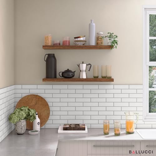 Ballucci Floating Shelves for Wall, 36" Wood Wall Shelf Set of 2, with Invisible Brackets for Bathroom, Living Room, Bedroom, Kitchen, Nursery, 8" Deep, Rustic Brown - Image 6