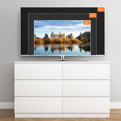 White 6 Drawer Dresser for Bedroom,Modern Deep Drawer Dresser with No-Handle Design,Wide Storage Chest of Drawers,Wood Bedroom Storage Organizer Furniture for Closet,Hallway - Image 2